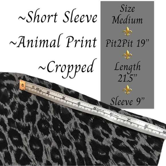 CLEARANCE | LAURA SCOTT Cropped Short Sleeve Animal Print Sweater - Picture 4 of 7